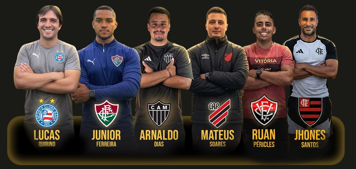 Observadores técnicos da Copa Futebol Campeão: Lucas Quirino (Bahia), Junior Ferreira (Fluminense), Arnaldo Dias (Atlético-MG), Mateus Soares (Athletico-PR), Ruan Péricles (Vitória) e Jhones Santos (Flamengo)